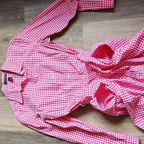 Lauren Ralph Lauren Pink Checkered Long Sleeve Dress - Picture 13 of 16